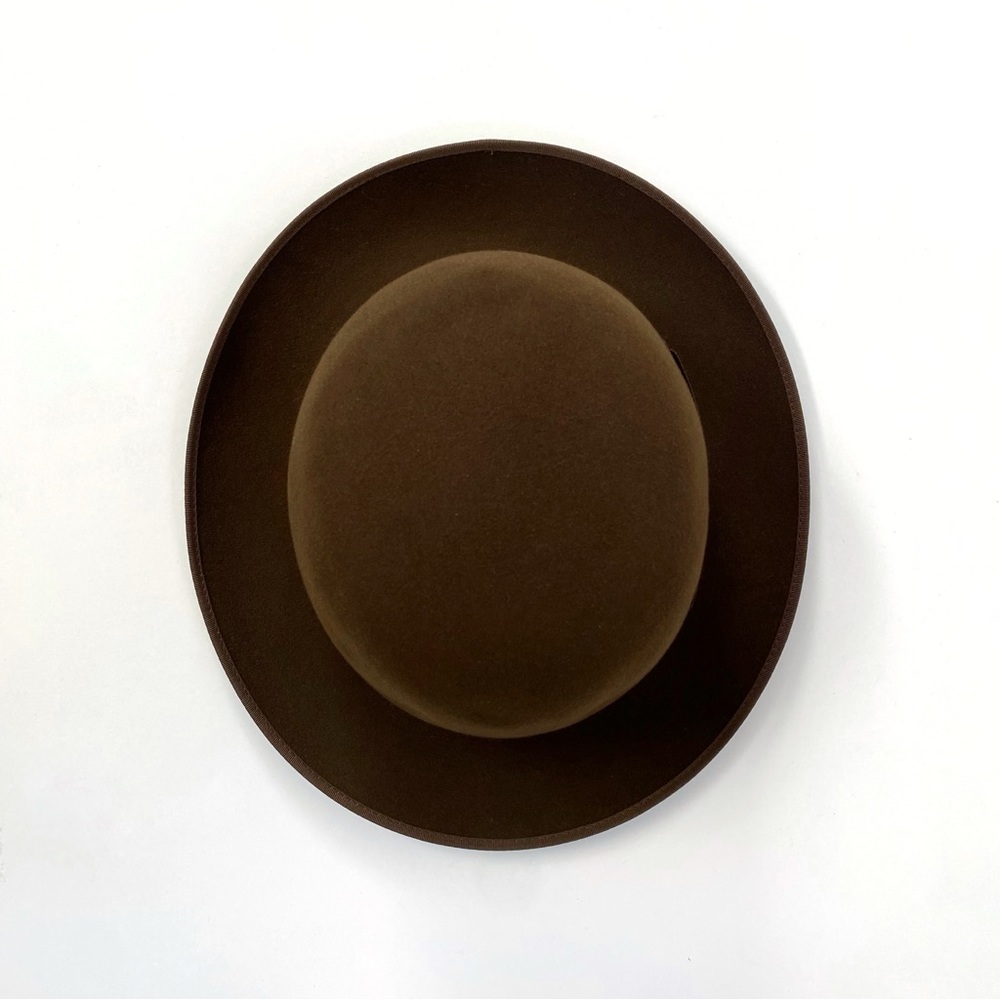 OPTIMO CHICAGO Dark Brown Bison brim hat fedora grosgrain ribbon detail - Picture 6 of 14